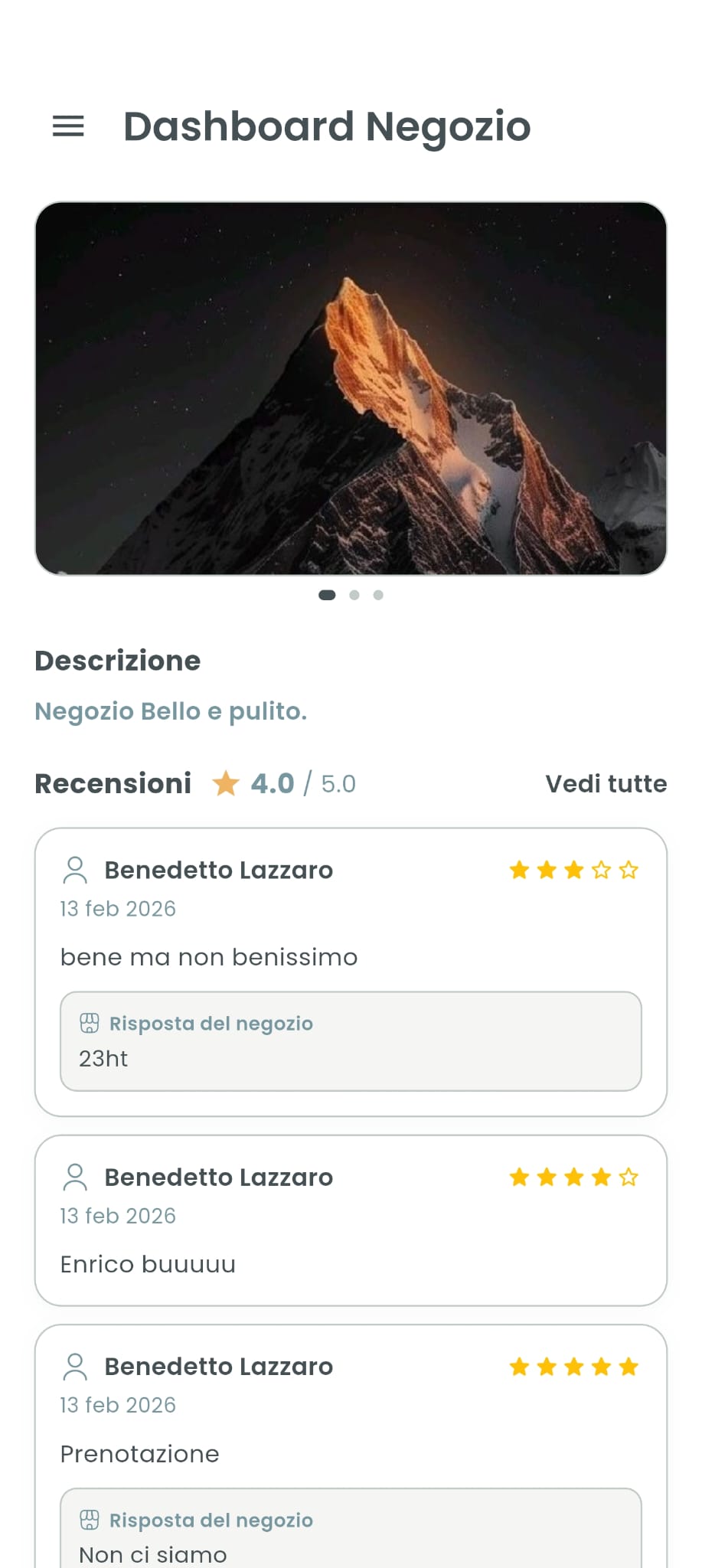 La dashboard del tuo negozio
